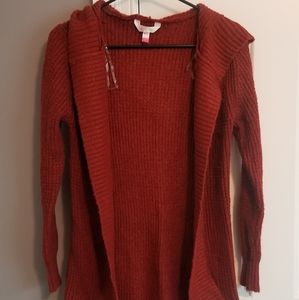 NWOT Xhilaration Rust Hooded X Small Long Cardigan